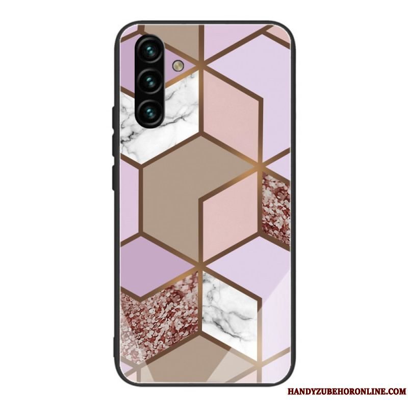 Cover Samsung Galaxy A13 5G / A04s Geometri Marmor Hærdet Glas