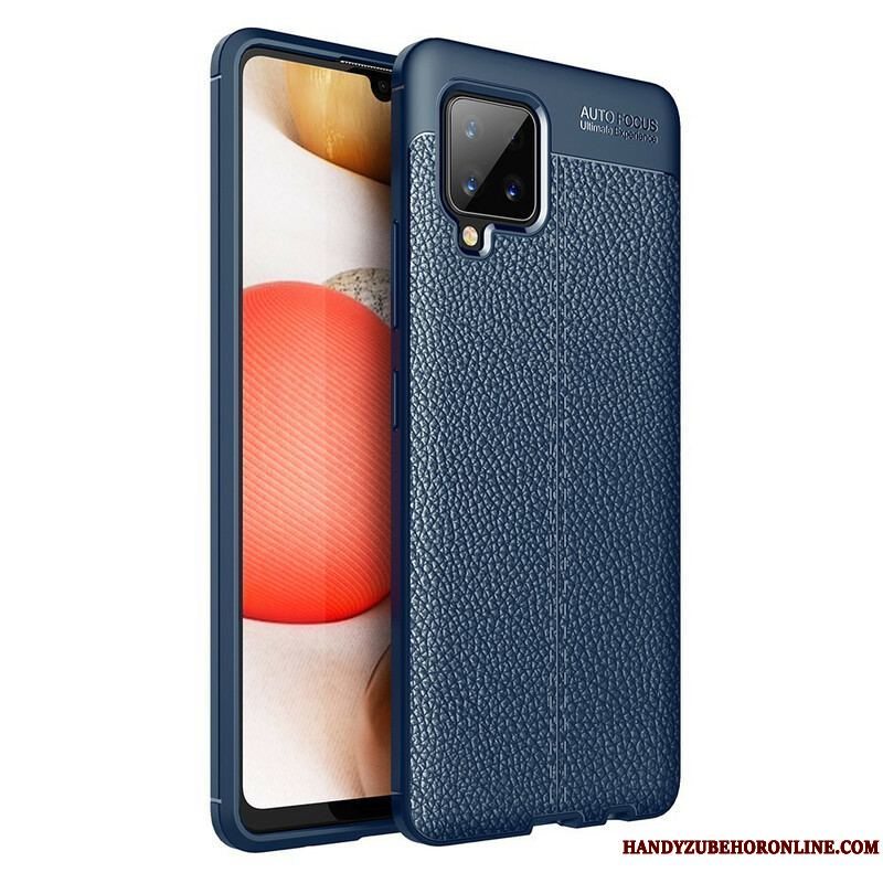 Cover Samsung Galaxy A42 5G Dobbelt Linje Litchi Læder Effekt