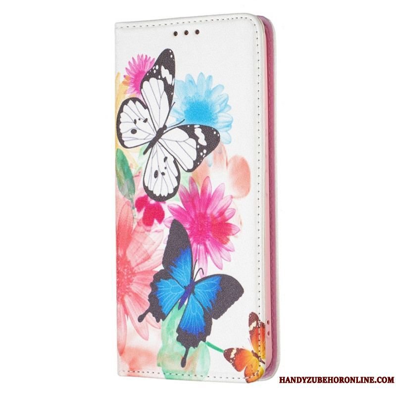 Cover Samsung Galaxy A53 5G Flip Cover Farverige Sommerfugle