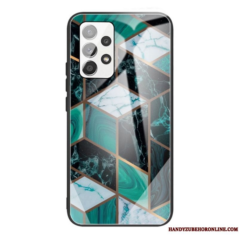 Cover Samsung Galaxy A53 5G Geometri Marmor Hærdet Glas