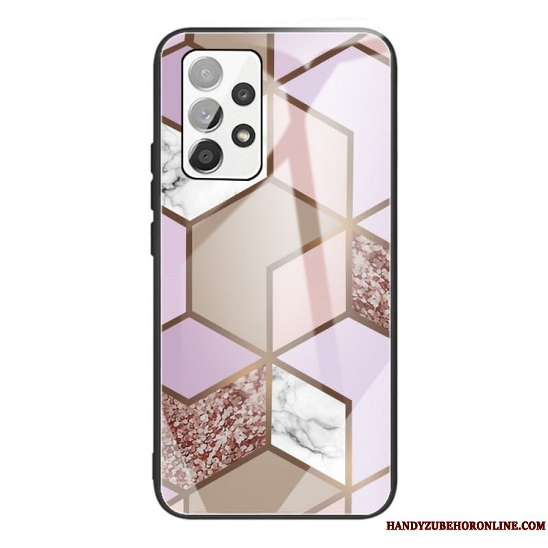 Cover Samsung Galaxy A53 5G Geometri Marmor Hærdet Glas