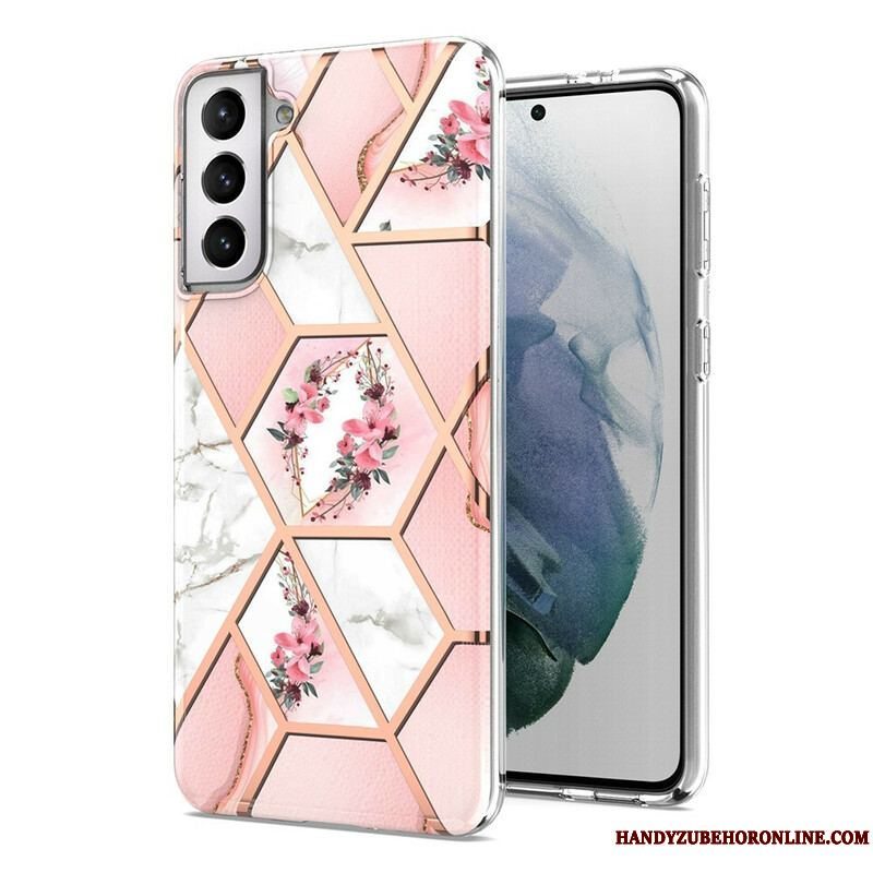 Cover Samsung Galaxy S21 FE Marmoreret Blomster