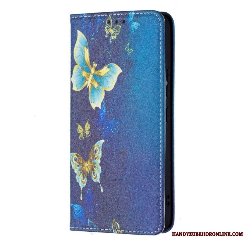 Cover Samsung Galaxy S22 5G Flip Cover Farverige Sommerfugle