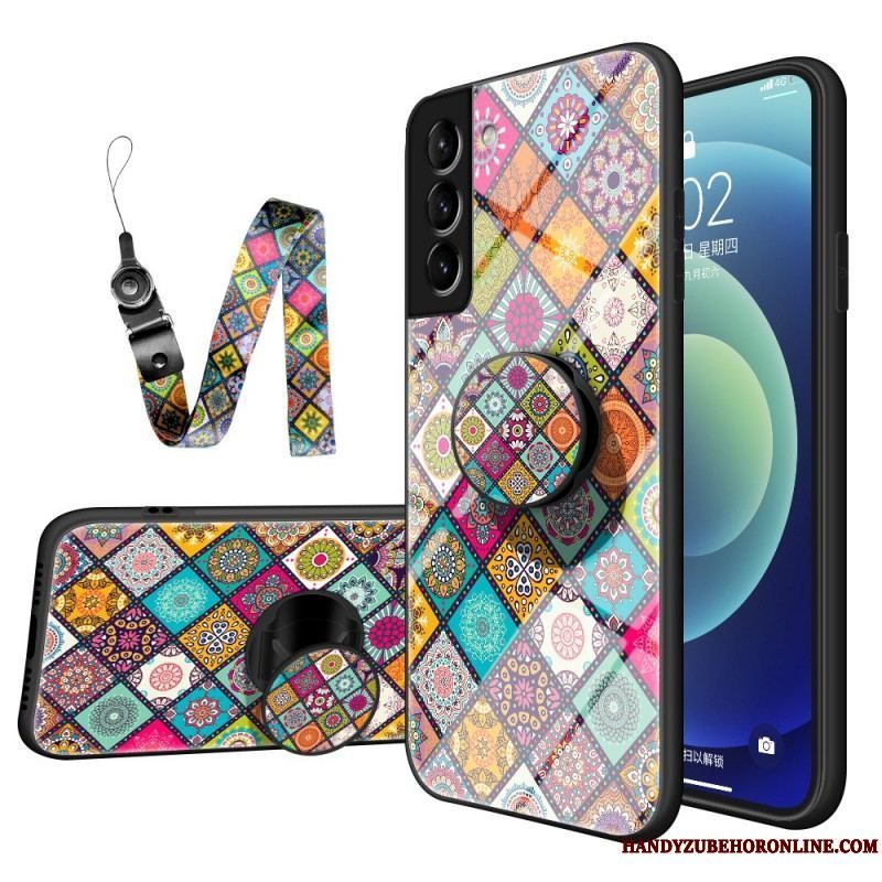 Cover Samsung Galaxy S22 5G Patchwork Magnetisk Holder