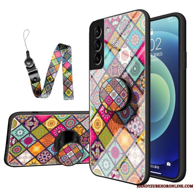 Cover Samsung Galaxy S22 5G Patchwork Magnetisk Holder