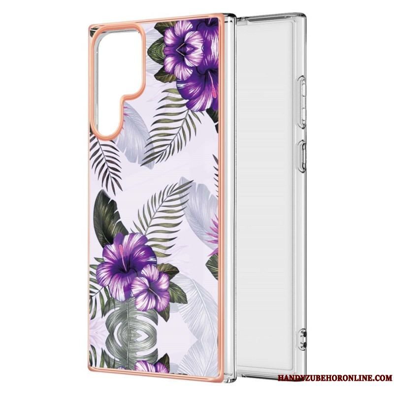 Cover Samsung Galaxy S22 Ultra 5G Marmoreret Blomster