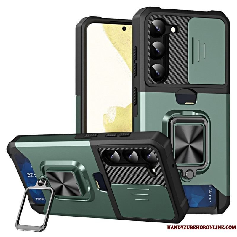 Cover Samsung Galaxy S23 5G Linsebeskytter Kortholder Og Stativ