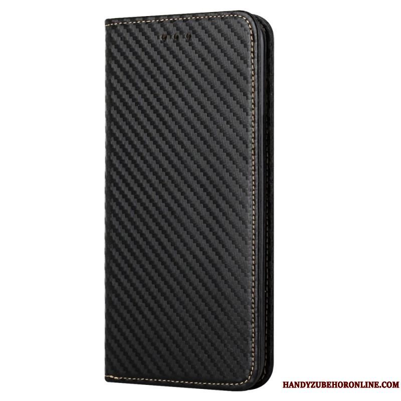 Cover Samsung Galaxy S23 5G Med Snor Flip Cover Strappy Carbon Fiber Style