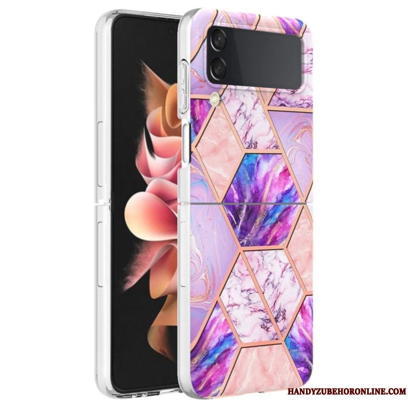 Cover Samsung Galaxy Z Flip 4 Flip Cover Geometrisk Marmor