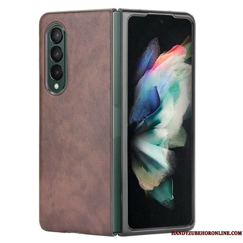 Cover Samsung Galaxy Z Fold 3 5G Litchi Læder Effekt