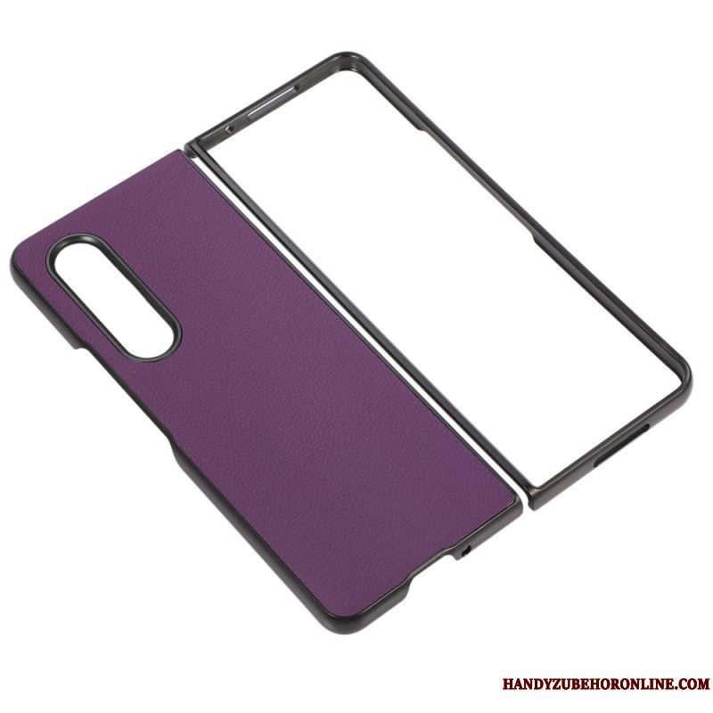 Cover Samsung Galaxy Z Fold 4 Imiteret Læder Litchi Retroeffekt