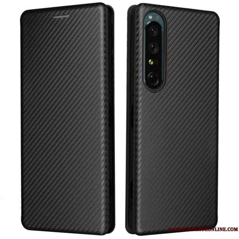 Cover Sony Xperia 1 IV Flip Cover Kulfiber Tekstur