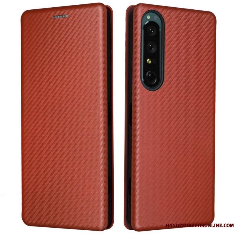 Cover Sony Xperia 1 IV Flip Cover Kulfiber Tekstur