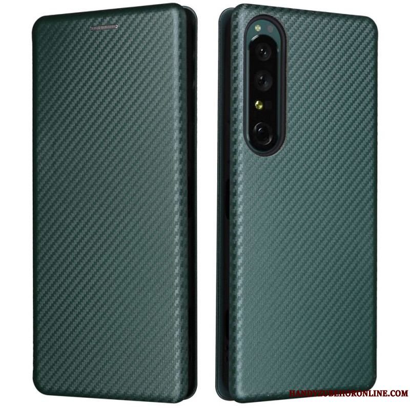 Cover Sony Xperia 1 IV Flip Cover Kulfiber Tekstur