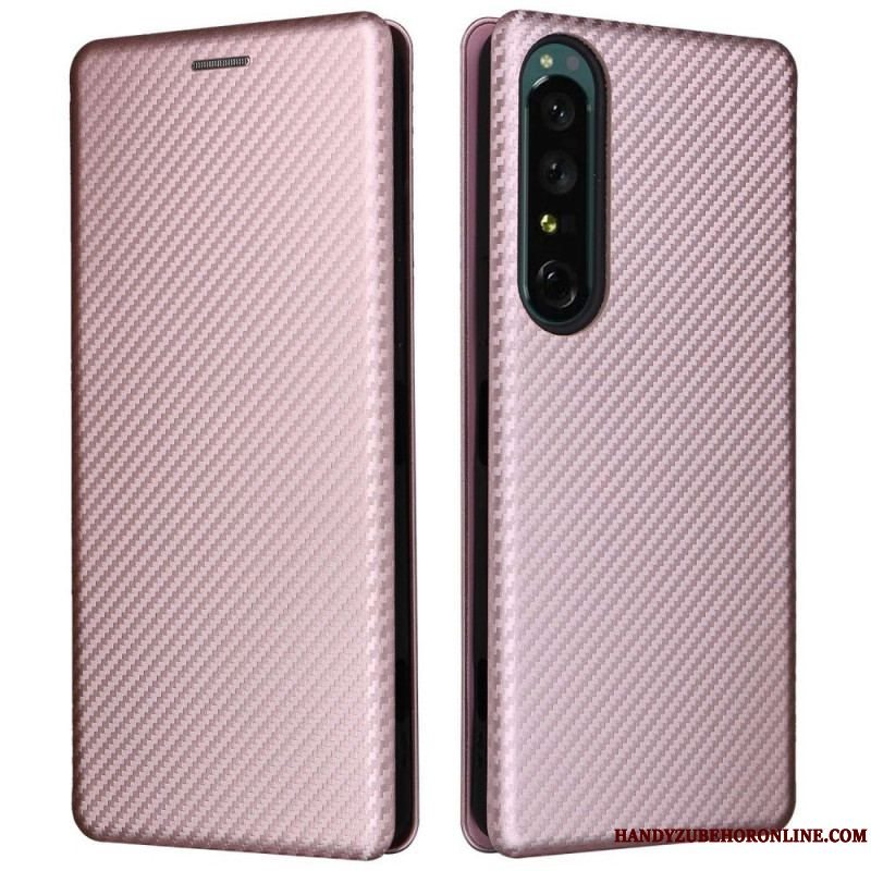 Cover Sony Xperia 1 IV Flip Cover Kulfiber Tekstur