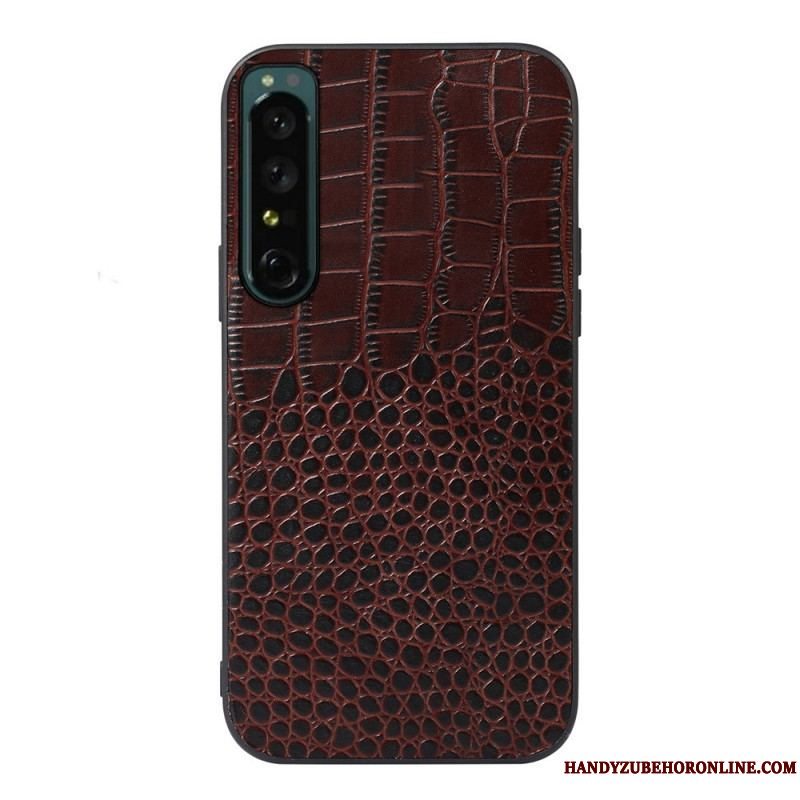 Cover Sony Xperia 1 IV Ægte Crocodile Texture Læder