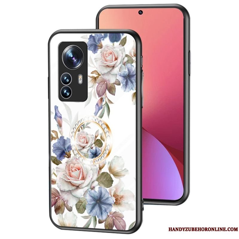 Cover Xiaomi 12 / 12X Hærdet Glas Med Blomsterring