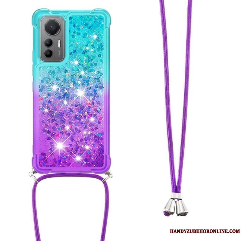 Cover Xiaomi 12 Lite Med Snor Glitter Silikonesnor