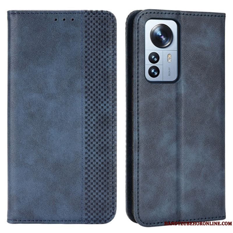 Cover Xiaomi 12 Pro Flip Cover Stiliseret Vintage Lædereffekt