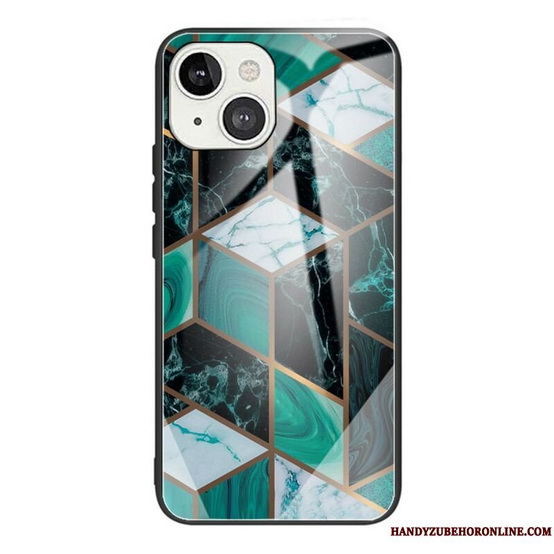 Cover iPhone 13 Mini Geometri Marmor Hærdet Glas