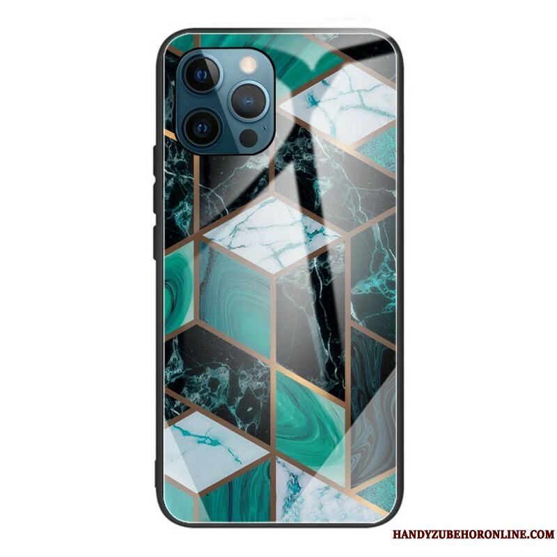 Cover iPhone 13 Pro Geometri Marmor Hærdet Glas