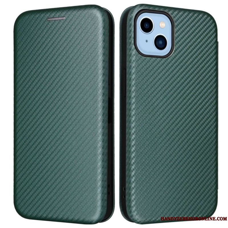 Cover iPhone 14 Flip Cover Farvet Kulfiber