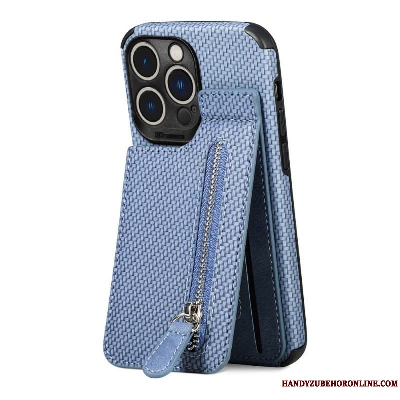 Cover iPhone 14 Pro Max Punge Etui Kulfiber Og Tegnebog