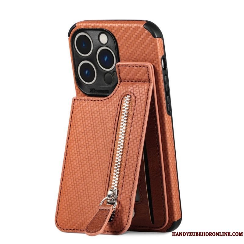 Cover iPhone 14 Pro Max Punge Etui Kulfiber Og Tegnebog