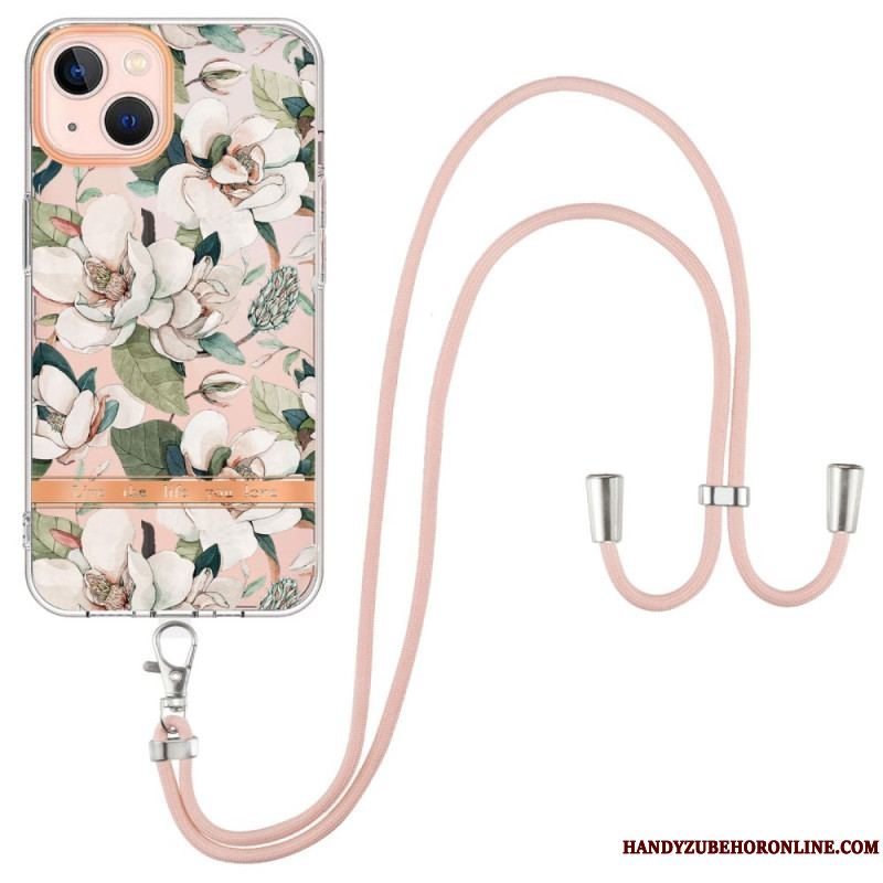 Cover iPhone 15 Plus Med Snor Cordon Blomster