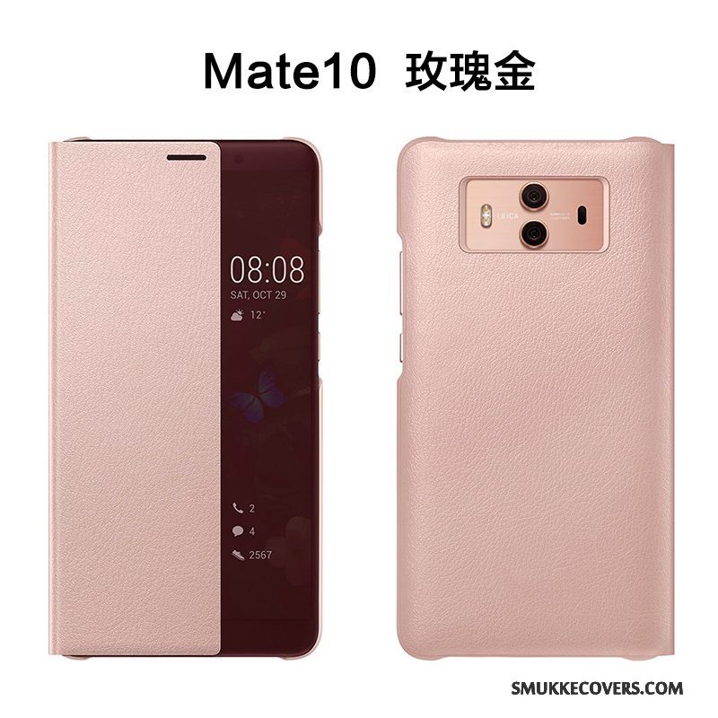 Etui Huawei Mate 10 Læder Telefonanti-fald, Cover Huawei Mate 10 Beskyttelse Guld