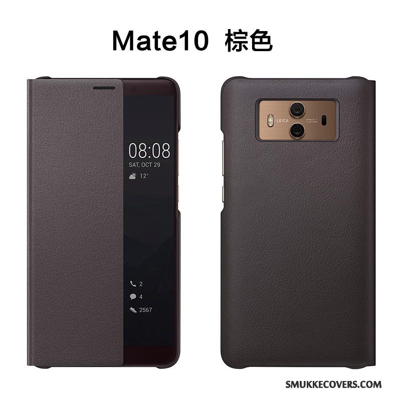 Etui Huawei Mate 10 Læder Telefonanti-fald, Cover Huawei Mate 10 Beskyttelse Guld