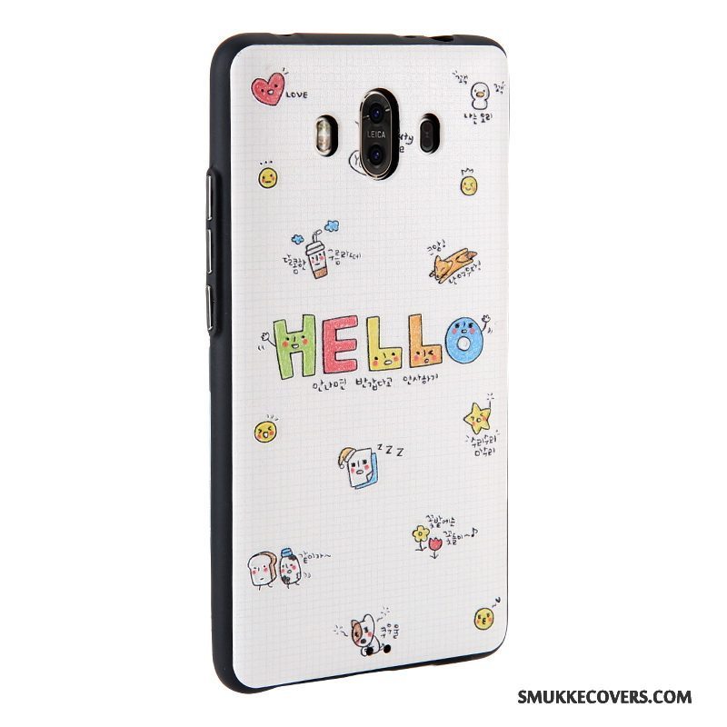 Etui Huawei Mate 10 Relief Telefonbusiness, Cover Huawei Mate 10 Malet Hvid