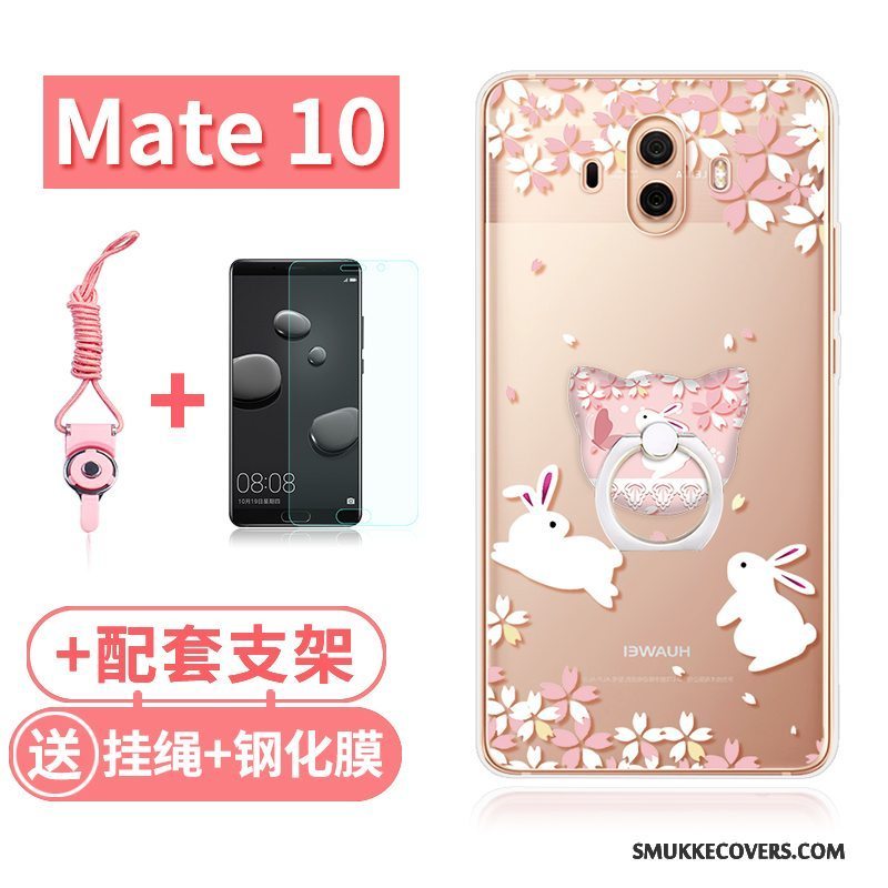 Etui Huawei Mate 10 Tasker Gennemsigtig Telefon, Cover Huawei Mate 10 Blød Lyserød Kat