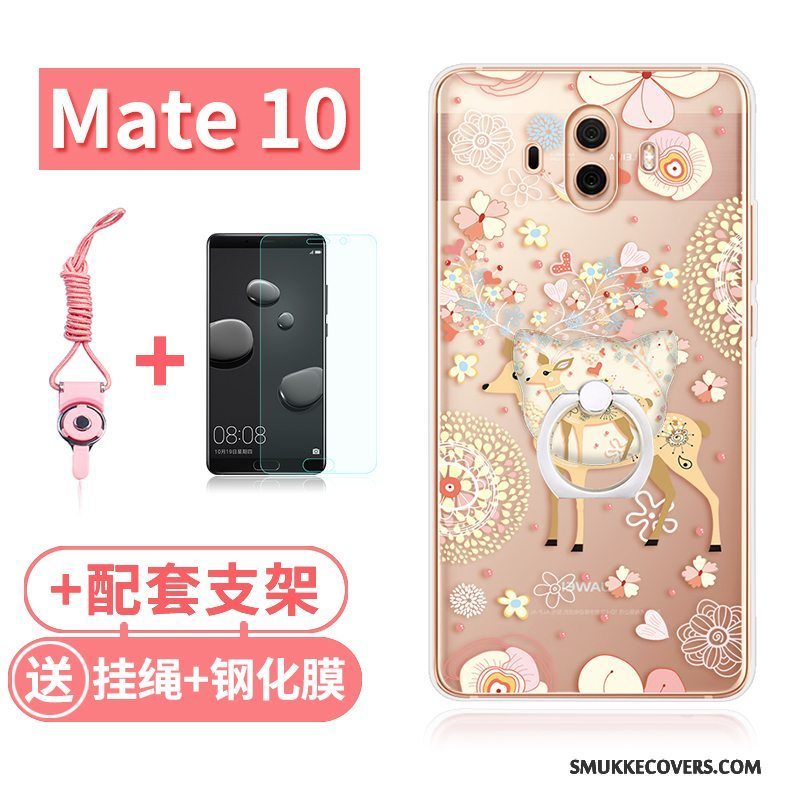 Etui Huawei Mate 10 Tasker Gennemsigtig Telefon, Cover Huawei Mate 10 Blød Lyserød Kat