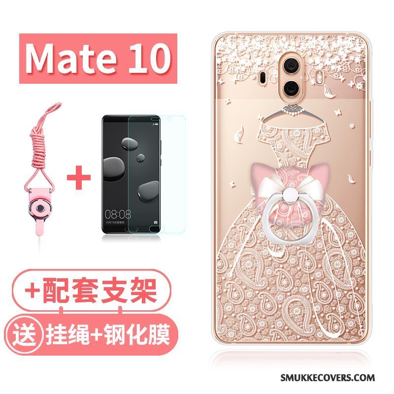 Etui Huawei Mate 10 Tasker Gennemsigtig Telefon, Cover Huawei Mate 10 Blød Lyserød Kat