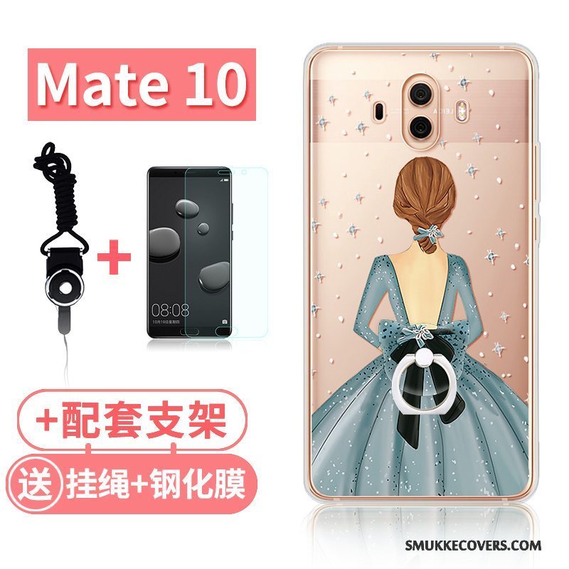 Etui Huawei Mate 10 Tasker Gennemsigtig Telefon, Cover Huawei Mate 10 Blød Lyserød Kat