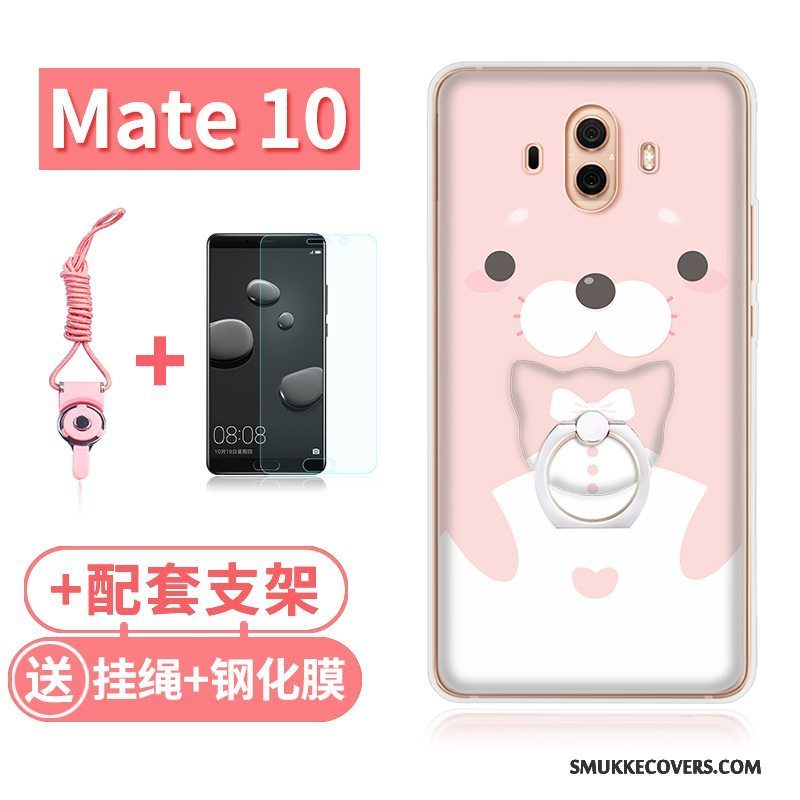 Etui Huawei Mate 10 Tasker Gennemsigtig Telefon, Cover Huawei Mate 10 Blød Lyserød Kat