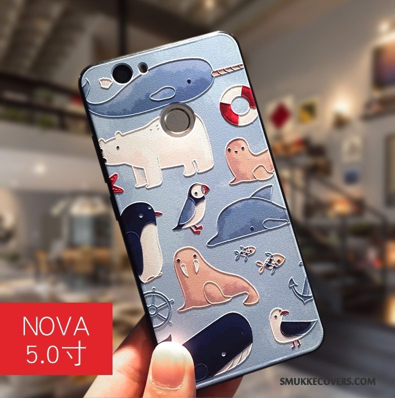 Etui Huawei Nova Farve Telefonanti-fald, Cover Huawei Nova Silikone Hængende Ornamenter Ungdom