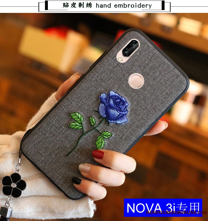 Etui Huawei P Smart+ Tasker Kinesisk Stil Ny, Cover Huawei P Smart+ Silikone Broderi Anti-fald