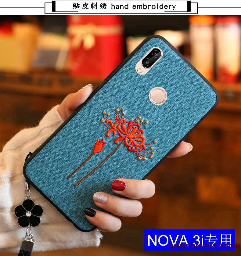 Etui Huawei P Smart+ Tasker Kinesisk Stil Ny, Cover Huawei P Smart+ Silikone Broderi Anti-fald