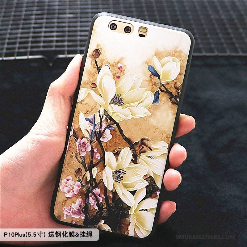 Etui Huawei P10 Plus Kreativ Trend Blomster, Cover Huawei P10 Plus Beskyttelse Blå Telefon