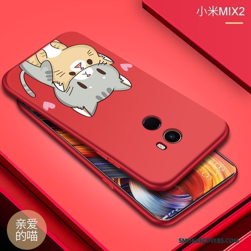 Etui Mi Mix 2 Blød Lille Sektion Rød, Cover Mi Mix 2 Silikone Nubuck Anti-fald