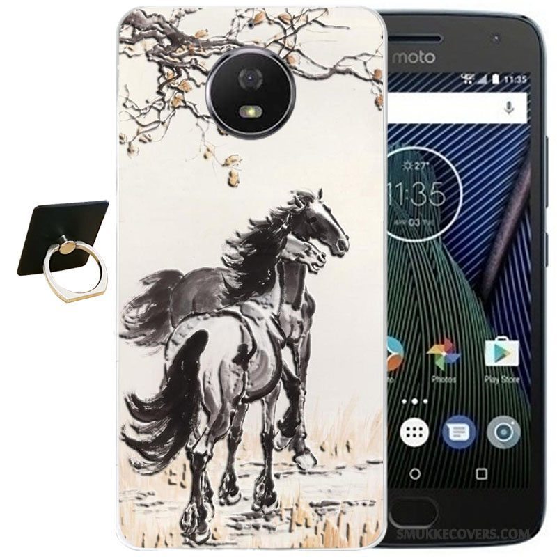 Etui Moto G5 Plus Blød Telefonvind, Cover Moto G5 Plus Cartoon Lyserød