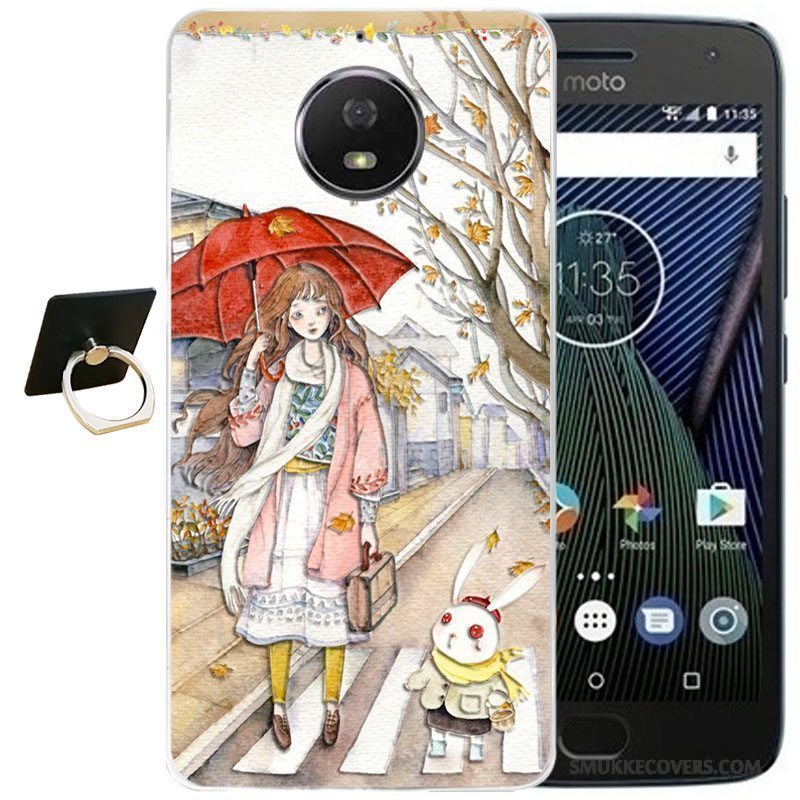 Etui Moto G5 Plus Blød Telefonvind, Cover Moto G5 Plus Cartoon Lyserød