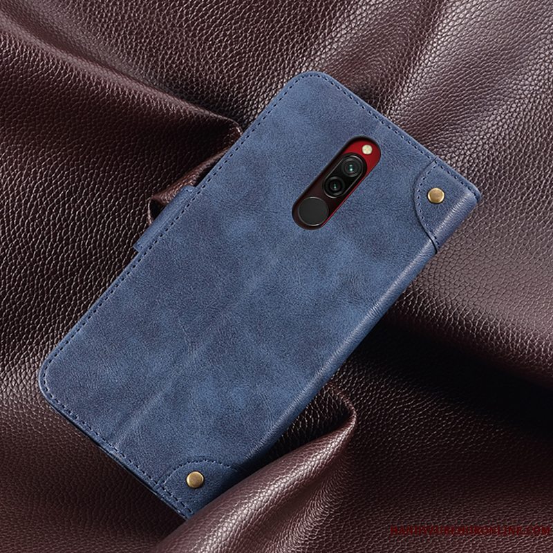 Etui Redmi 8 Tegnebog Rød Anti-fald, Cover Redmi 8 Silikone Korte Hængende Ornamenter