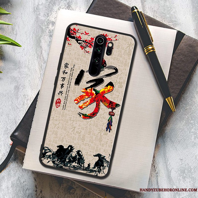 Etui Redmi Note 8 Pro Kreativ Anti-fald Wealth, Cover Redmi Note 8 Pro Malet Rød Telefon