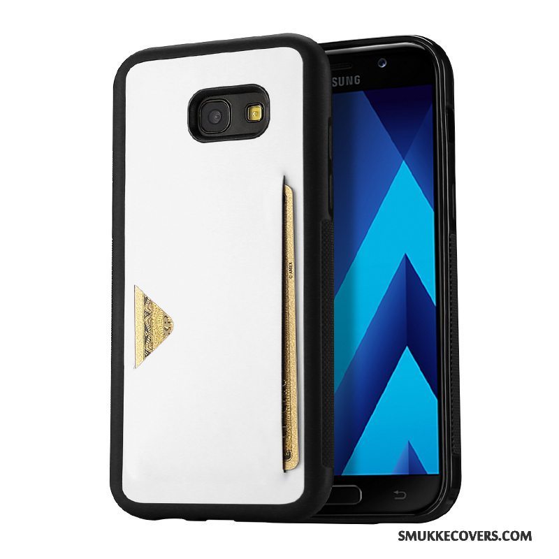 Etui Samsung Galaxy A7 2017 Læder Kort Hvid, Cover Samsung Galaxy A7 2017 Blød Anti-fald