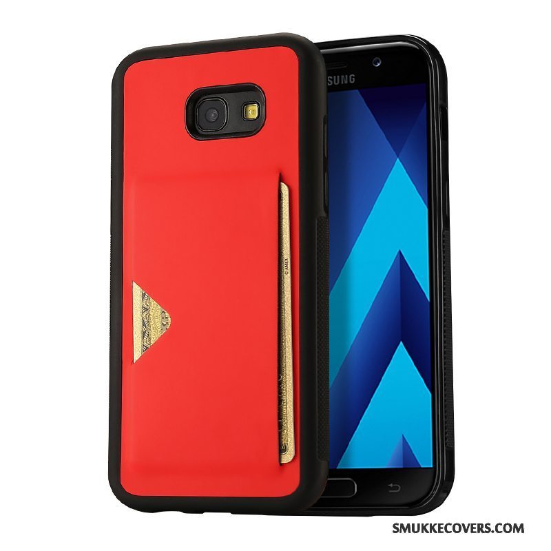 Etui Samsung Galaxy A7 2017 Læder Kort Hvid, Cover Samsung Galaxy A7 2017 Blød Anti-fald