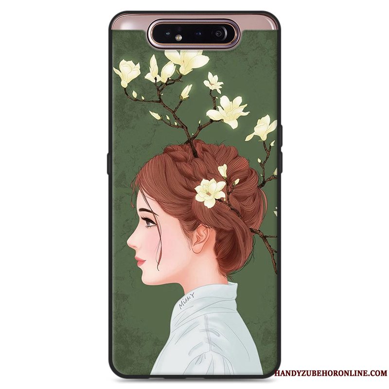 Etui Samsung Galaxy A80 Silikone Vind Frisk, Cover Samsung Galaxy A80 Hængende Ornamenter Grøn