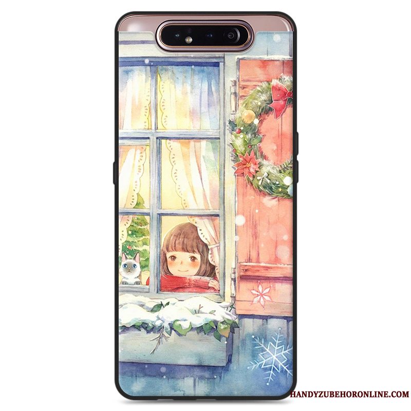 Etui Samsung Galaxy A80 Silikone Vind Frisk, Cover Samsung Galaxy A80 Hængende Ornamenter Grøn